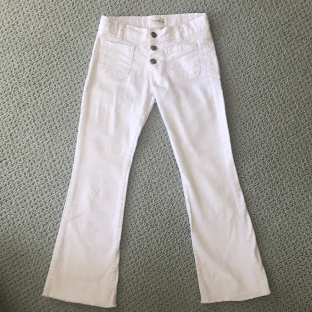 Low rise flare white jeans